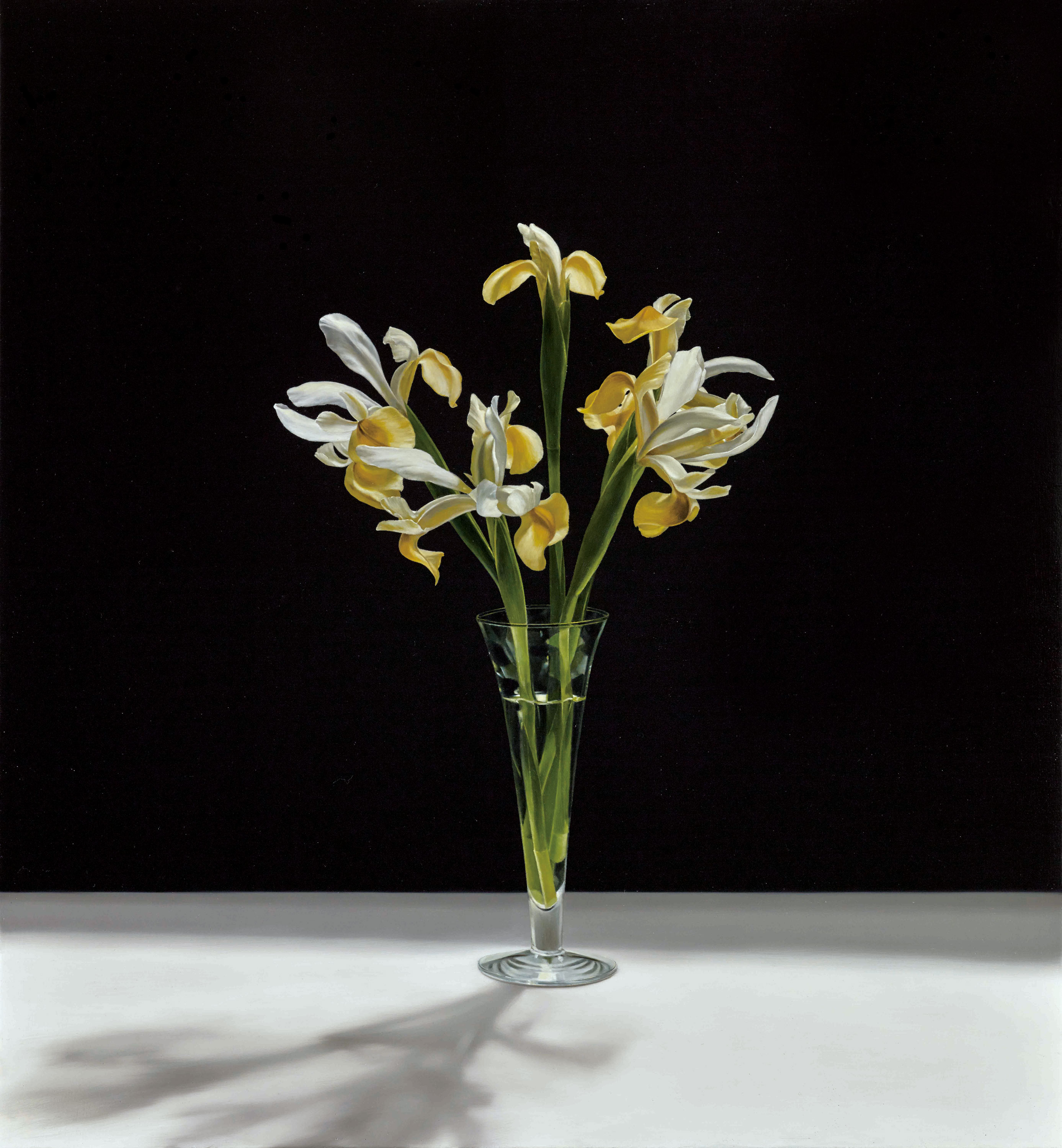 Splendid Light artworks|韶光作品-Yellow Irises on Stage|舞台上的黃色鳶尾花,Oil on linen mounted on
								panel|油彩木板裱麻,65 x 60 cm|2020