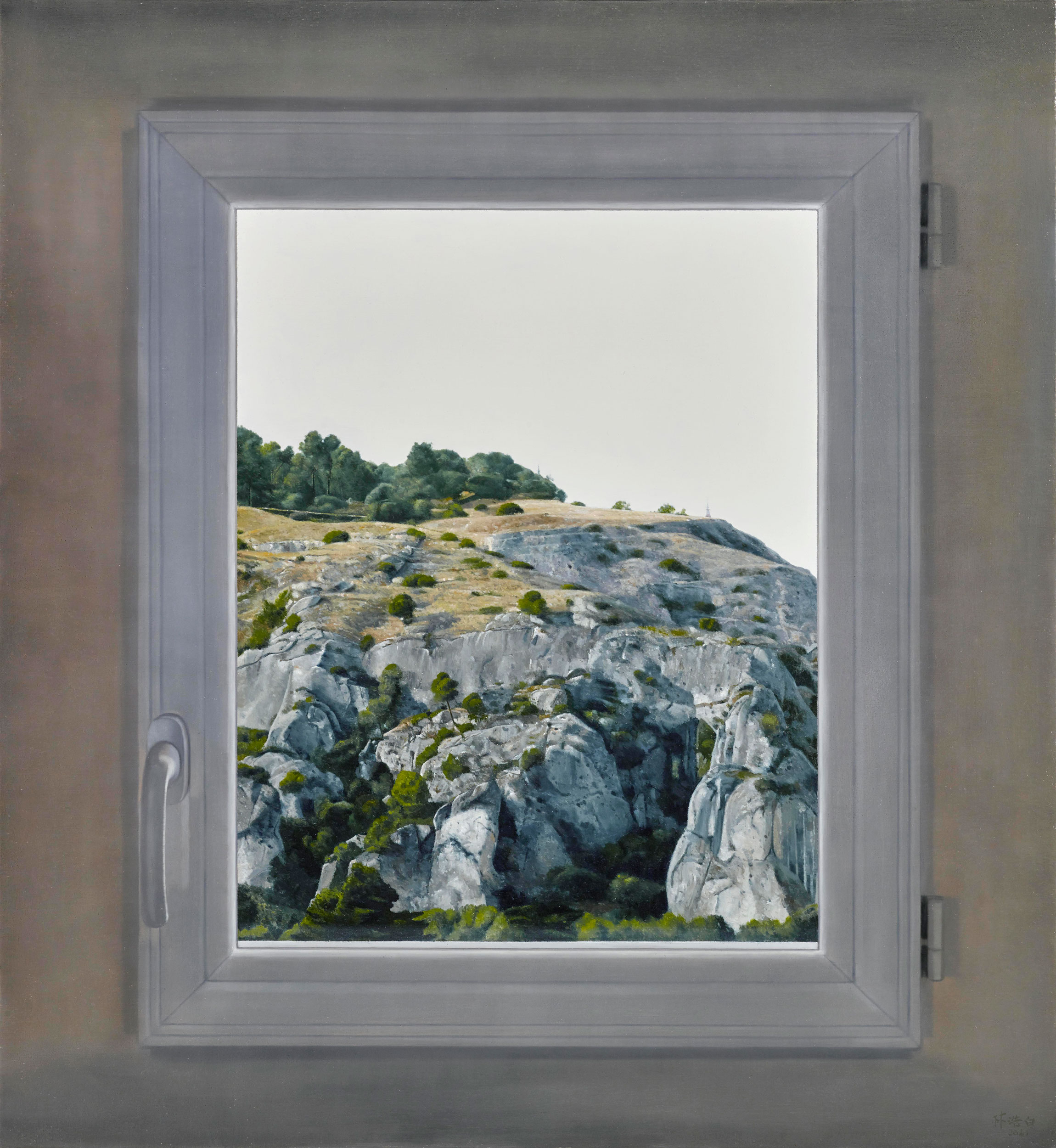 Windows|窗作品-Attic Window|閣樓小窗|,Oil on linen mounted on
		panel|油彩木板裱麻,65 x 60 cm|2020